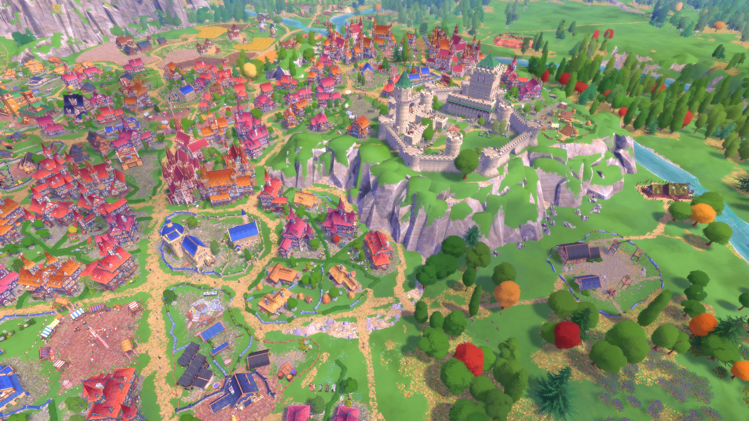 A huge medieval town with a castle