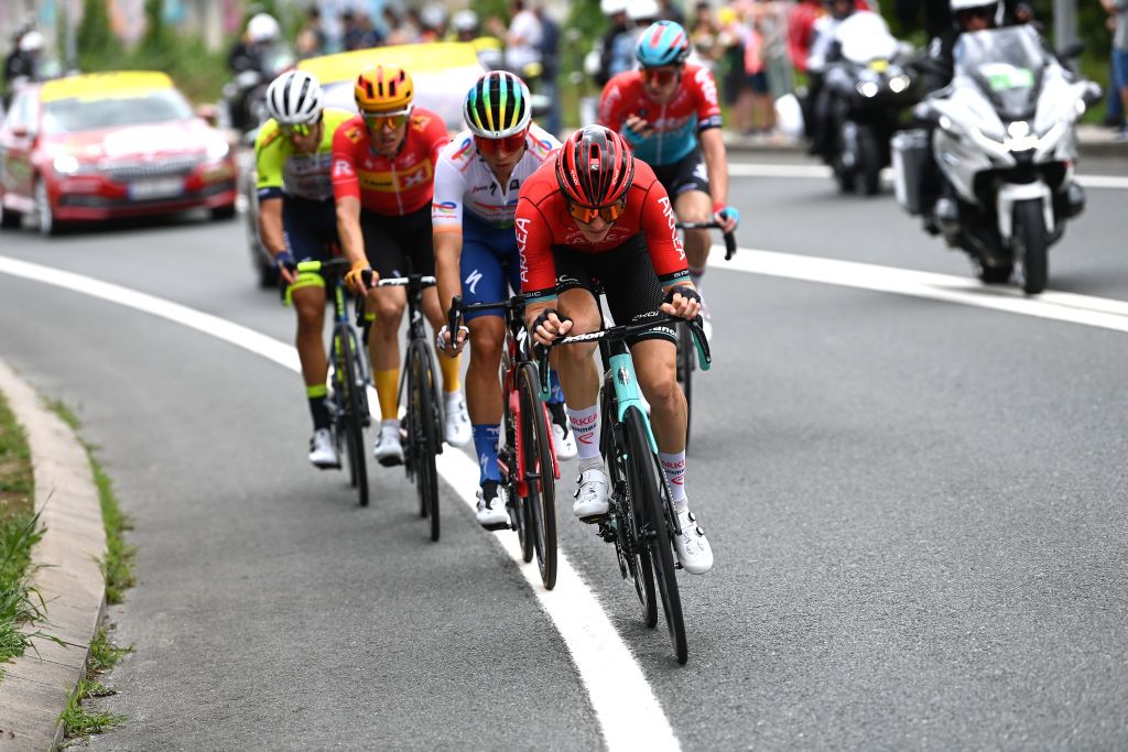 BILBAO SPAIN JULY 01 Simon Guglielmi of France and Team ArkaSamsic competes in the breakaway during the stage one of the 110th Tour de France 2023 a 182km stage from Bilbao to Bilbao UCIWT on July 01 2023 in Bilbao Spain Photo by Tim de WaeleGetty Images