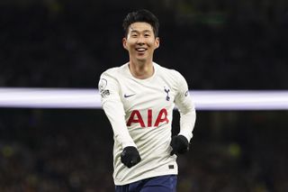Son Heung-min celebrates for Tottenham