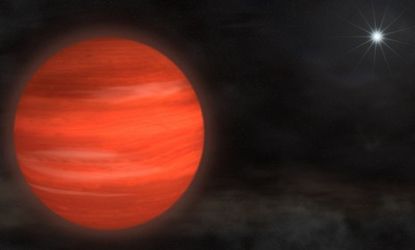 An artist's rendering shows "super-Jupiter," formally known as Kappa Andromedae b.