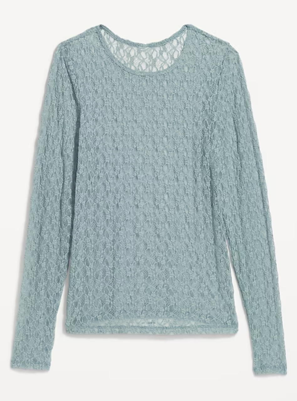 Old Navy, Long-Sleeve Lace Crew-Neck Top