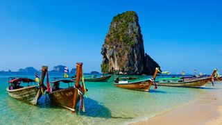 Thai boats on a Thailand beach