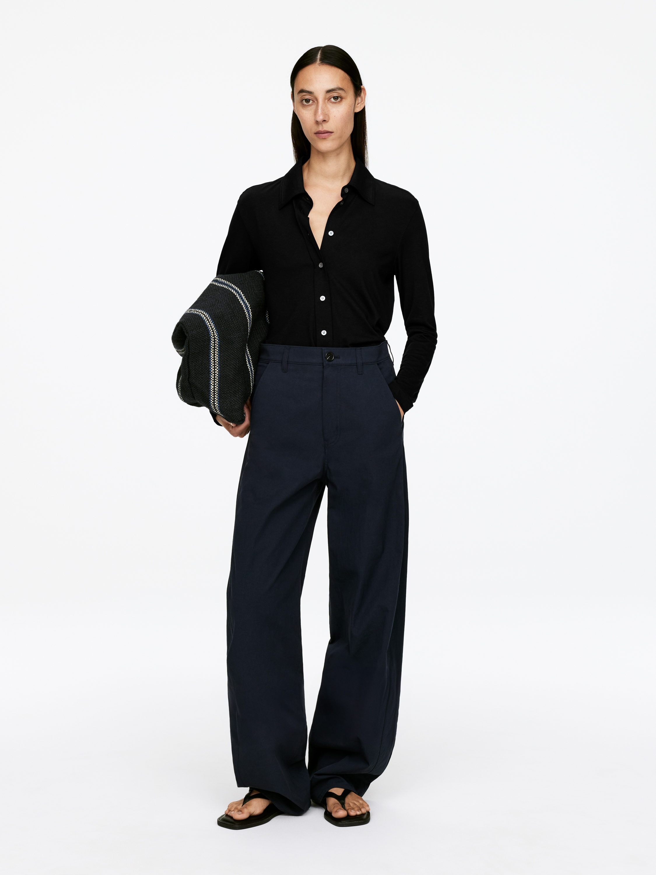 Barrel-Leg Trousers 
 Dark Blue 
 Women 
 Arket Gb
