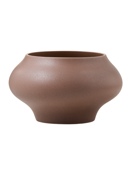 Samia Brown Ceramic Textured Glazed Indoor/Outdoor Small Planter Bowl 7.75"H