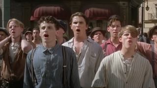 The cast of Newsies singing "Seize The Day."