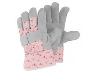 best gardening gloves in pink with a flamingo pattern