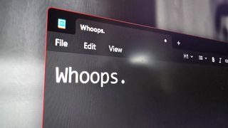 Notepad with "Whoops" on the text editor. 