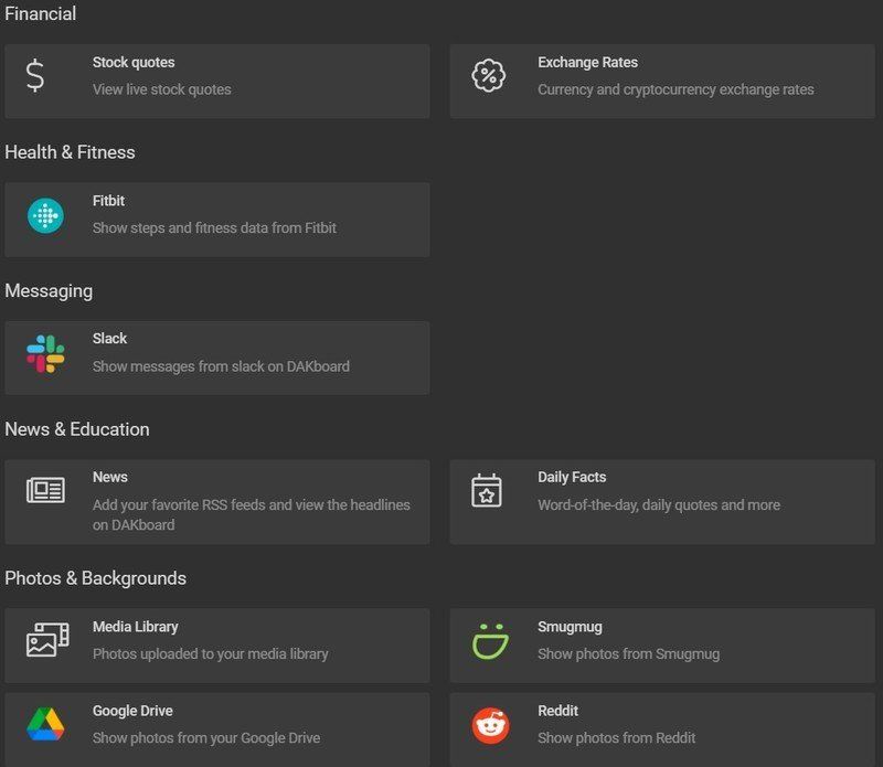 DAKboard Blocks Screenshot