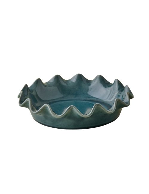 Vintage Blue Scalloped Pie Dish