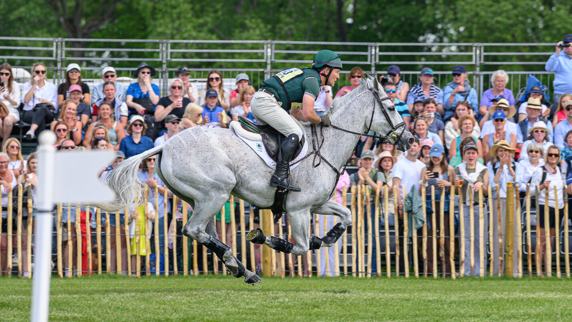 Colorado Blue and Austin O'Connor galloping on the cross-country course at Badminton