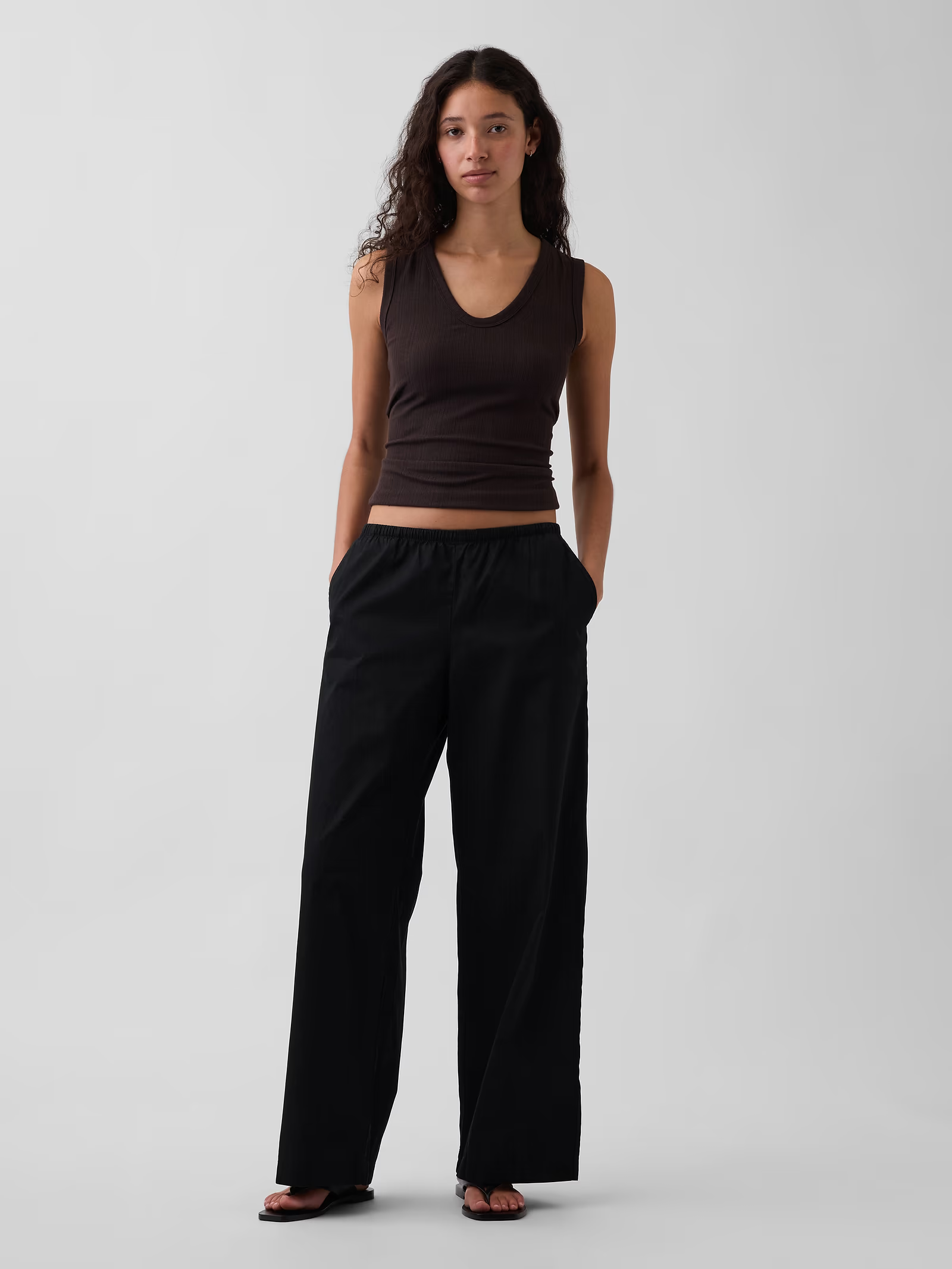 Gap, Mid Rise Poplin Relaxed Easy Wide-Leg Pants