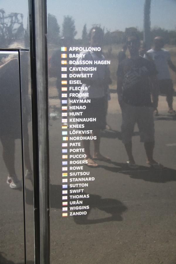 The Sky bus lists its riders