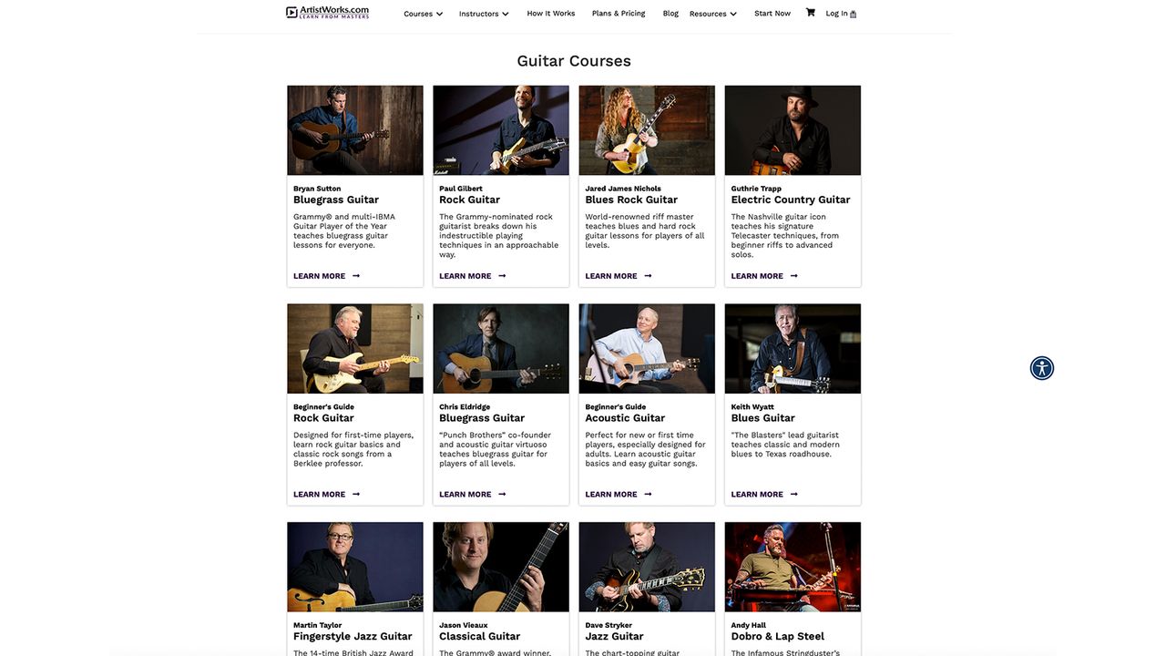 ArtistWorks guitar lesson screen grabs