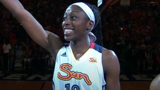 Chiney Ogwumike is introduced during the WNBA All-Star Game.