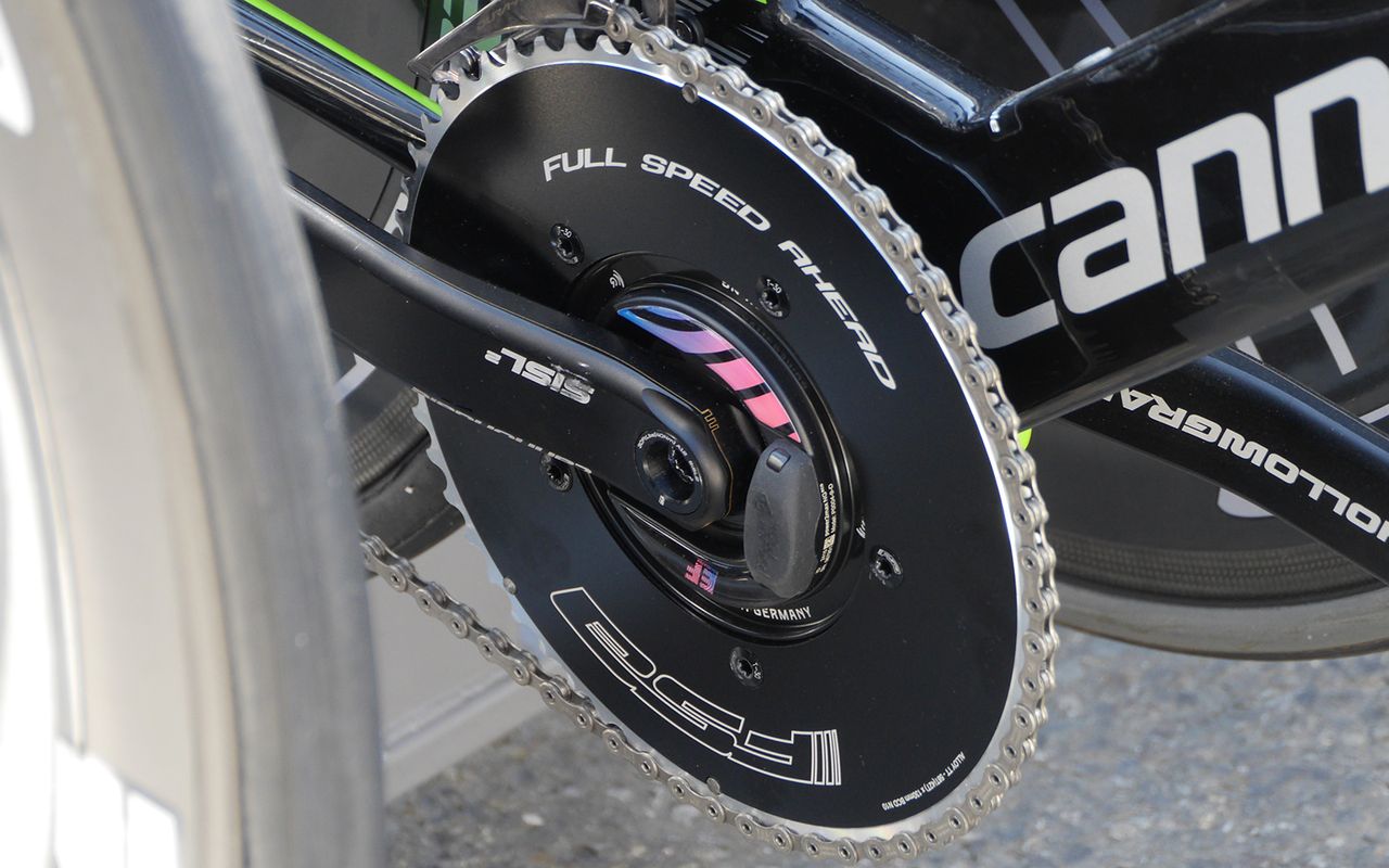 EF Education First pair their Cannondale SiSL cranks with aero chainrings from FSA