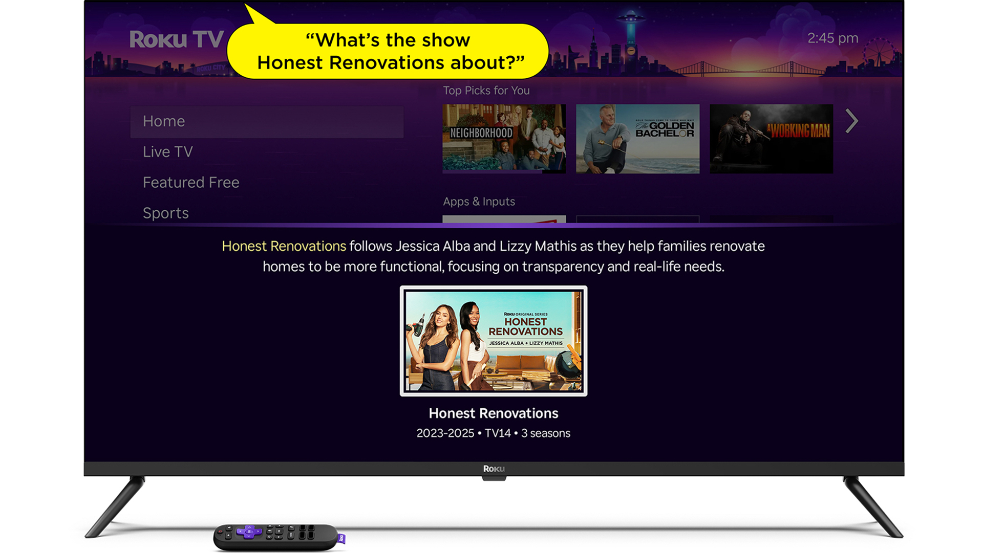 Roku TV showing new AI voice results