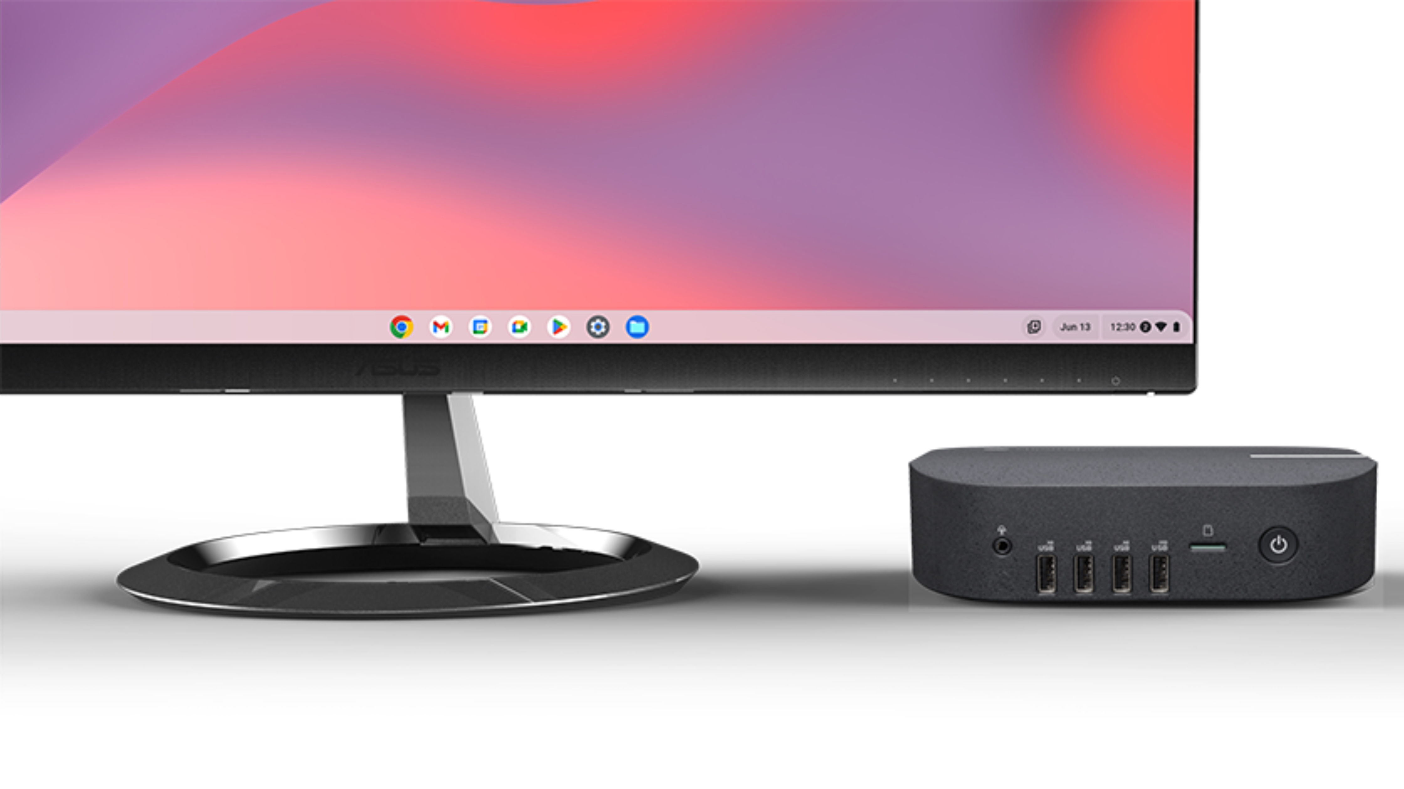 The HP Chromebox 5a in a lifestyle render.
