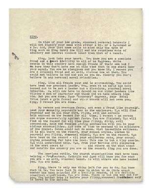 The infamous "suicide letter" written to Dr. Martin Luther King Jr.