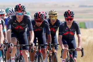 ESPINOSA DE LOS MONTEROS SPAIN AUGUST 16 LR Salvatore Puccio of Italy Egan Arley Bernal Gomez of Colombia and Thomas Pidcock of United Kingdom and Team INEOS Grenadiers compete during the 76th Tour of Spain 2021 Stage 3 a 2028km stage from Santo Domingo de Silos to Espinosa de los Monteros Picn Blanco 1485m lavuelta LaVuelta21 CapitalMundialdelCiclismo on August 16 2021 in Espinosa de los Monteros Spain Photo by Gonzalo Arroyo MorenoGetty Images