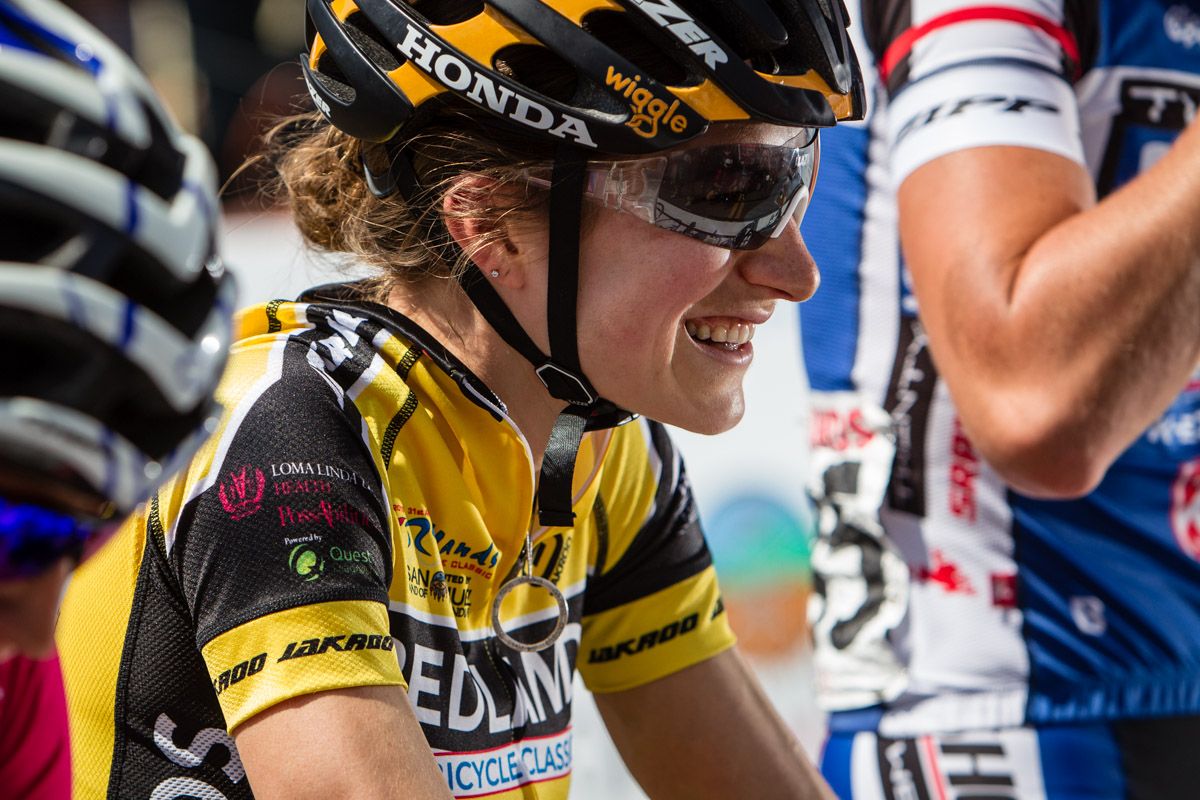 Marra Abbott (LA Sweat) was all smiles on the start line