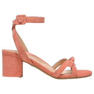 rose colored block heels