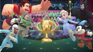 best Apple Arcade games: Disney characters such as Wreck-It Ralph, Elsa and Buzz Lightyear advancing on each other, a golden cup between them