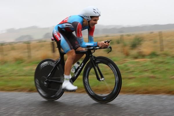 Shara Gillow (Jayco-AIS) was three seconds faster than her nearest rival on a horrible day near Learmonth in Victoria