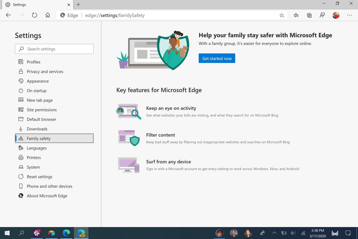 Microsoft Edge Family Settings