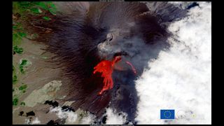 Mount Etna captured during its fifth eruption of 2021.