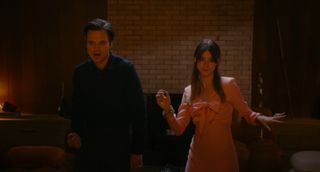 sebastian stan and daisy edgar jones dance in a living room in Fresh