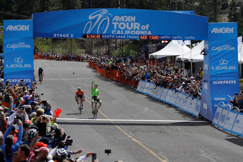 Tom Skujins (Cannondale) beats Adam de Vos (Rally Cycling) to stage 5 victory at the Tour of California