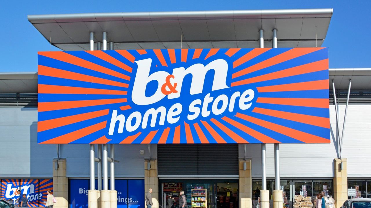 B&amp;M Retail home store shopping business customer entrance at the Lakeside retail park West Thurrock Essex England UK