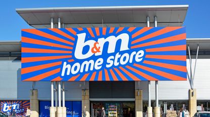 B&M Retail home store shopping business customer entrance at the Lakeside retail park West Thurrock Essex England UK