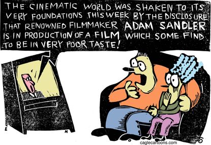 Editorial cartoon U.S. Adam Sandler shocking news