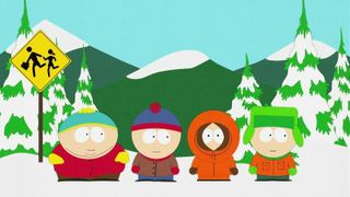 The South Park characters in a line 