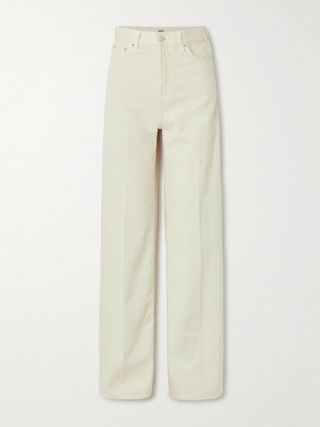 Pleated High-Rise Wide-Leg Organic Jeans