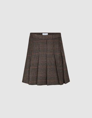 Plaid Pleated Mini A-Line Skirt