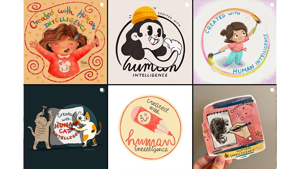 Artwork created as part of the Created with human intelligence viral trend