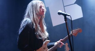 Leila Deeley of the Lime Garden playing a Fender Stratocaster