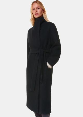 Black Morgan Funnel Neck Coat