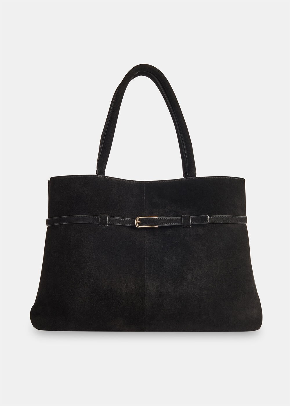 Black Noelle Suede Buckle Tote Bag