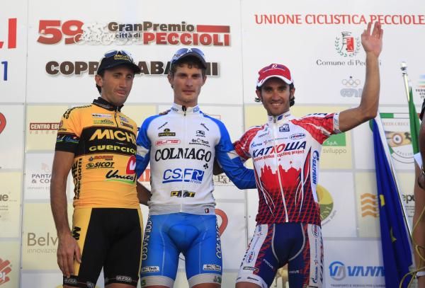 Enrico Battalgin (Colnago CSF-Inox) with Davide Rebellin (Miche-Guerciotti) and Dani Moreno (Katusha).