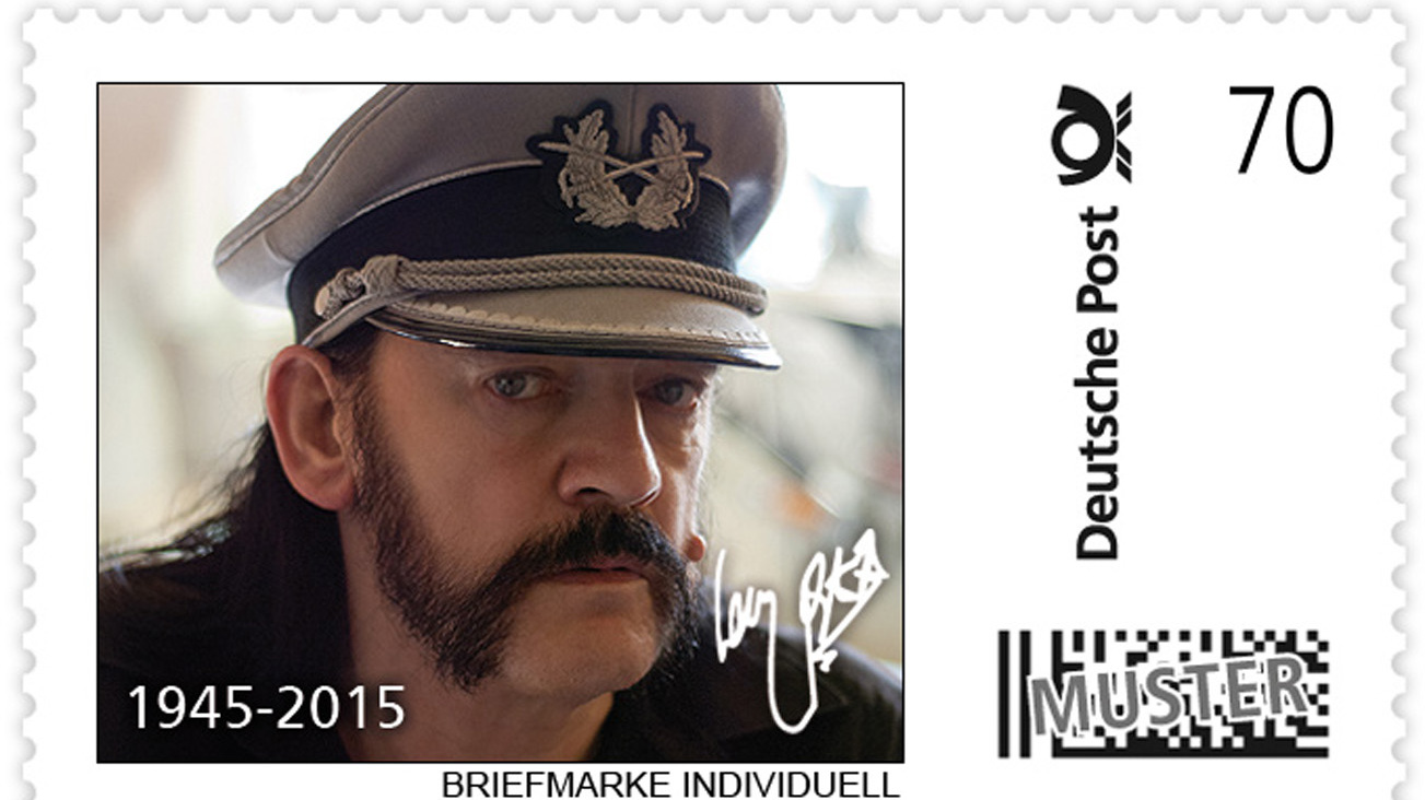 One of the German stamps featuring Lemmy