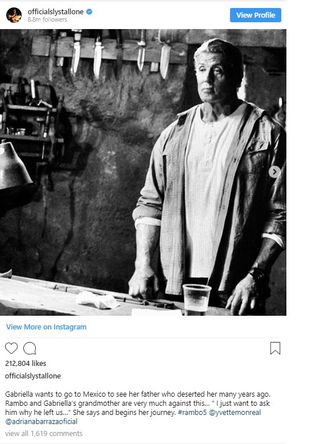 Rambo on Sylvester Stallone's Instagram