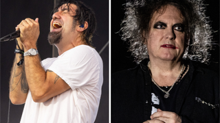 Chino Moreno performing with Deftones in 2024 and Robert Smith performing with The Cure in 2022