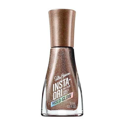 Sally Hansen Insta-Dri Holo-Glow Nail Polish | Quick Dry, Long Lasting, Streak-Free Shine | Semi-Opaque, Shimmery | 105 on the Glow | Holographic Brown Nail Color