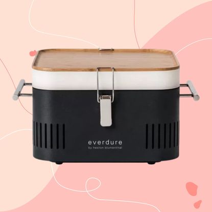 Everdure Cube Portable BBQ on pink background