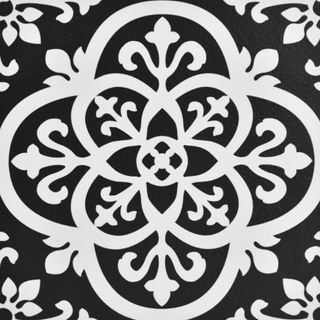 A black and white gothic style floor tile