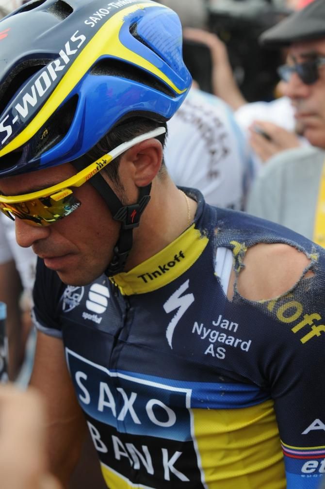 Alberto Contador was one of the high profile victims of the crash at 5km to go on stage 1