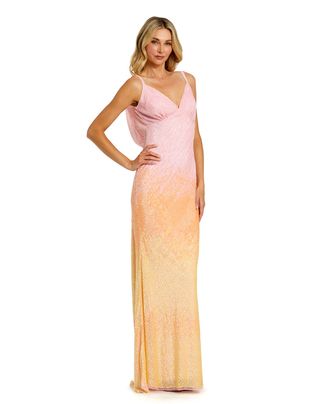 Ombre Sequined Cami Trumpet Gown